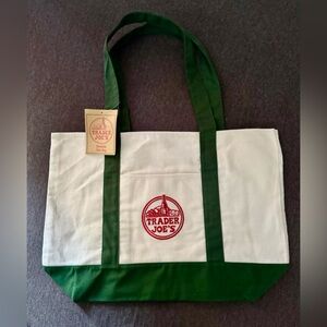 Trader joes large Canvas Tote Bag Dark Green Color